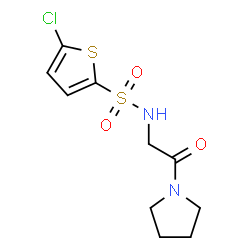 ChemSpider 2D Image | 5-Chloro-N-[2-oxo-2-(1-pyrrolidinyl)ethyl]-2-thiophenesulfonamide | C10H13ClN2O3S2