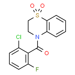 ChemSpider 2D Image | (2-Chloro-6-fluorophenyl)(1,1-dioxido-2,3-dihydro-4H-1,4-benzothiazin-4-yl)methanone | C15H11ClFNO3S