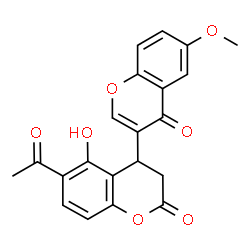 ChemSpider 2D Image | 6'-Acetyl-5'-hydroxy-6-methoxy-3',4'-dihydro-2'H,4H-3,4'-bichromene-2',4-dione | C21H16O7