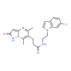 ChemSpider 2D Image | N-[2-(6-Chloro-1H-indol-1-yl)ethyl]-3-(5,7-dimethyl-2-oxo-1,2-dihydropyrazolo[1,5-a]pyrimidin-6-yl)propanamide | C21H22ClN5O2