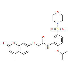 ChemSpider 2D Image | N-[2-Isopropoxy-5-(4-morpholinylsulfonyl)phenyl]-2-[(4-methyl-2-oxo-2H-chromen-7-yl)oxy]acetamide | C25H28N2O8S