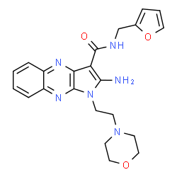 ChemSpider 2D Image | 2-Amino-N-(2-furylmethyl)-1-[2-(4-morpholinyl)ethyl]-1H-pyrrolo[2,3-b]quinoxaline-3-carboxamide | C22H24N6O3