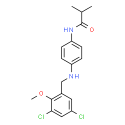 ChemSpider 2D Image | N-{4-[(3,5-Dichloro-2-methoxybenzyl)amino]phenyl}-2-methylpropanamide | C18H20Cl2N2O2
