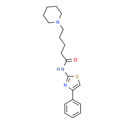 ChemSpider 2D Image | N-(4-Phenyl-1,3-thiazol-2-yl)-5-(1-piperidinyl)pentanamide | C19H25N3OS