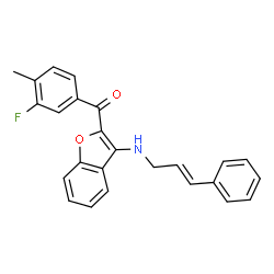 ChemSpider 2D Image | (3-Fluoro-4-methylphenyl)(3-{[(2E)-3-phenyl-2-propen-1-yl]amino}-1-benzofuran-2-yl)methanone | C25H20FNO2