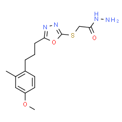 ChemSpider 2D Image | 2-({5-[3-(4-Methoxy-2-methylphenyl)propyl]-1,3,4-oxadiazol-2-yl}sulfanyl)acetohydrazide | C15H20N4O3S
