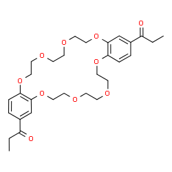 ChemSpider 2D Image | 1,1'-(6,7,9,10,12,13,20,21,23,24,26,27-Dodecahydrodibenzo[b,n][1,4,7,10,13,16,19,22]octaoxacyclotetracosine-2,16-diyl)di(1-propanone) | C30H40O10