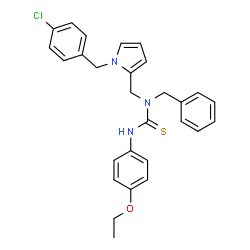 ChemSpider 2D Image | 1-Benzyl-1-{[1-(4-chlorobenzyl)-1H-pyrrol-2-yl]methyl}-3-(4-ethoxyphenyl)thiourea | C28H28ClN3OS