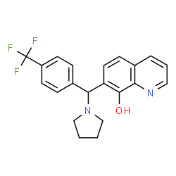 ChemSpider 2D Image | 7-{1-Pyrrolidinyl[4-(trifluoromethyl)phenyl]methyl}-8-quinolinol | C21H19F3N2O
