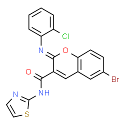 ChemSpider 2D Image | (2Z)-6-Bromo-2-[(2-chlorophenyl)imino]-N-(1,3-thiazol-2-yl)-2H-chromene-3-carboxamide | C19H11BrClN3O2S