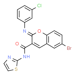 ChemSpider 2D Image | (2Z)-6-Bromo-2-[(3-chlorophenyl)imino]-N-(1,3-thiazol-2-yl)-2H-chromene-3-carboxamide | C19H11BrClN3O2S