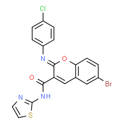 ChemSpider 2D Image | (2Z)-6-Bromo-2-[(4-chlorophenyl)imino]-N-(1,3-thiazol-2-yl)-2H-chromene-3-carboxamide | C19H11BrClN3O2S