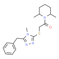 ChemSpider 2D Image | 2-[(5-Benzyl-4-methyl-4H-1,2,4-triazol-3-yl)sulfanyl]-1-(2,6-dimethyl-1-piperidinyl)ethanone | C19H26N4OS