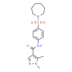 ChemSpider 2D Image | N-[4-(1-Azepanylsulfonyl)phenyl]-1,5-dimethyl-1H-pyrazole-4-carboxamide | C18H24N4O3S