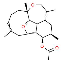 ChemSpider 2D Image | (1S,4R,5R,7S,11S,17S)-5,8,11,15-Tetramethyl-10,18-dioxatetracyclo[9.7.0.0~2,7~.0~3,17~]octadec-14-en-4-yl acetate | C22H34O4