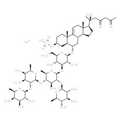 ChemSpider 2D Image | Sodium (3S,5S,6S,8S,10S,13S,14S,17S)-6-{[(2R,3R,4S,5R,6R)-4-{[(2S,3R,4S,5S,6R)-5-{[(2S,3R,4S,5R,6R)-4,5-dihydroxy-6-methyl-3-{[(2S,3R,4S,5R,6R)-3,4,5-trihydroxy-6-methyltetrahydro-2H-pyran-2-yl]oxy}te
trahydro-2H-pyran-2-yl]oxy}-4-hydroxy-6-methyl-3-{[(2S,3R,4S,5S,6R)-3,4,5-trihydroxy-6-methyltetrahydro-2H-pyran-2-yl]oxy}tetrahydro-2H-pyran-2-yl]oxy}-3,5-dihydroxy-6-(hydroxymethyl)tetrahydro-2H-pyr
an-2-yl]oxy}-17-[(2S)-2-hydroxy-4,6-dioxo-2- | C56H89NaO29S