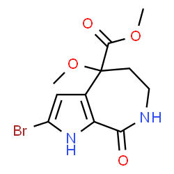 ChemSpider 2D Image | Methyl 2-bromo-4-methoxy-8-oxo-1,4,5,6,7,8-hexahydropyrrolo[2,3-c]azepine-4-carboxylate | C11H13BrN2O4