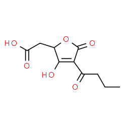 ChemSpider 2D Image | (4-Butyryl-3-hydroxy-5-oxo-2,5-dihydro-2-furanyl)acetic acid | C10H12O6