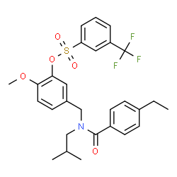 ChemSpider 2D Image | 5-{[(4-Ethylbenzoyl)(isobutyl)amino]methyl}-2-methoxyphenyl 3-(trifluoromethyl)benzenesulfonate | C28H30F3NO5S
