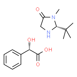 ChemSpider 2D Image | (2S)-Hydroxy(phenyl)acetic acid - (2R)-3-methyl-2-(2-methyl-2-propanyl)-4-imidazolidinone (1:1) | C16H24N2O4