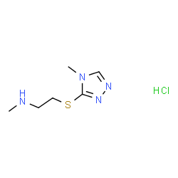 ChemSpider 2D Image | N-Methyl-2-[(4-methyl-4H-1,2,4-triazol-3-yl)sulfanyl]ethanamine hydrochloride (1:1) | C6H13ClN4S