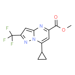 ChemSpider 2D Image | Methyl 7-cyclopropyl-2-(trifluoromethyl)pyrazolo[1,5-a]pyrimidine-5-carboxylate | C12H10F3N3O2