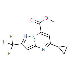 ChemSpider 2D Image | Methyl 5-cyclopropyl-2-(trifluoromethyl)pyrazolo[1,5-a]pyrimidine-7-carboxylate | C12H10F3N3O2