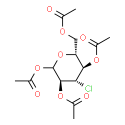 ChemSpider 2D Image | 1,2,4,6-Tetra-O-acetyl-3-chloro-3-deoxy-D-glucopyranose | C14H19ClO9