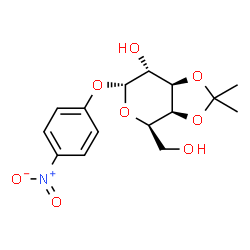 ChemSpider 2D Image | 4-Nitrophenyl 3,4-O-isopropylidene-alpha-D-galactopyranoside | C15H19NO8