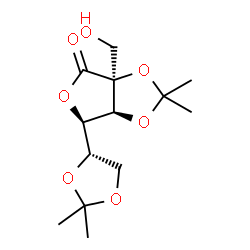 ChemSpider 2D Image | (3aS,6R,6aS)-6-[(4S)-2,2-Dimethyl-1,3-dioxolan-4-yl]-3a-(hydroxymethyl)-2,2-dimethyldihydrofuro[3,4-d][1,3]dioxol-4(3aH)-one | C13H20O7