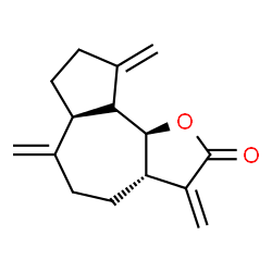 ChemSpider 2D Image | (3aS,6aS,9bS)-3,6,9-Tris(methylene)decahydroazuleno[4,5-b]furan-2(3H)-one | C15H18O2