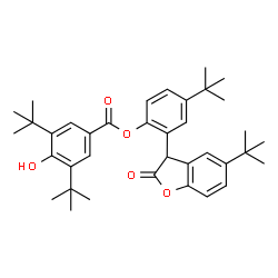ChemSpider 2D Image | 4-(tert-Butyl)-2-[5-(tert-butyl)-2-oxo-2,3-dihydrobenzofuran-3-yl]phenyl 3,5-di-tert-butyl-4-hydroxybenzoate | C37H46O5