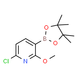 ChemSpider 2D Image | 6-Chloro-2-methoxy-3-(4,4,5,5-tetramethyl-1,3,2-dioxaborolan-2-yl)pyridine | C12H17BClNO3