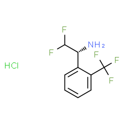 ChemSpider 2D Image | (1R)-2,2-Difluoro-1-[2-(trifluoromethyl)phenyl]ethanamine hydrochloride (1:1) | C9H9ClF5N