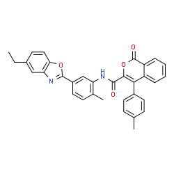 ChemSpider 2D Image | N-[5-(5-Ethyl-1,3-benzoxazol-2-yl)-2-methylphenyl]-4-(4-methylphenyl)-1-oxo-1H-isochromene-3-carboxamide | C33H26N2O4