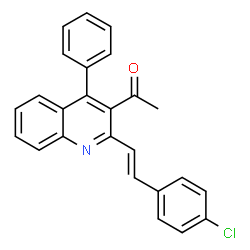 ChemSpider 2D Image | 1-{2-[(E)-2-(4-Chlorophenyl)vinyl]-4-phenyl-3-quinolinyl}ethanone | C25H18ClNO