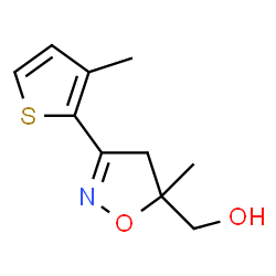 ChemSpider 2D Image | [5-Methyl-3-(3-methyl-2-thienyl)-4,5-dihydro-1,2-oxazol-5-yl]methanol | C10H13NO2S
