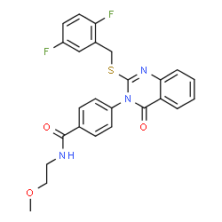 ChemSpider 2D Image | 4-{2-[(2,5-Difluorobenzyl)sulfanyl]-4-oxo-3(4H)-quinazolinyl}-N-(2-methoxyethyl)benzamide | C25H21F2N3O3S