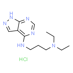 ChemSpider 2D Image | N,N-Diethyl-N'-(1H-pyrazolo[3,4-d]pyrimidin-4-yl)-1,3-propanediamine hydrochloride (1:1) | C12H21ClN6
