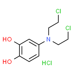 ChemSpider 2D Image | 4-[Bis(2-chloroethyl)amino]-1,2-benzenediol hydrochloride (1:1) | C10H14Cl3NO2