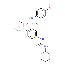 ChemSpider 2D Image | 5-[(Cyclohexylcarbamoyl)amino]-2-(diethylamino)-N-(4-methoxyphenyl)benzenesulfonamide | C24H34N4O4S
