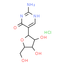 ChemSpider 2D Image | 1-(2-Amino-4-oxo-1,4-dihydro-5-pyrimidinyl)-1,4-anhydropentitol hydrochloride (1:1) | C9H14ClN3O5
