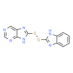 ChemSpider 2D Image | 8-(1H-Benzimidazol-2-yldisulfanyl)-1H-purine | C12H8N6S2