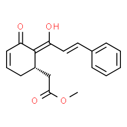 ChemSpider 2D Image | Methyl {(1S,6Z)-6-[(2E)-1-hydroxy-3-phenyl-2-propen-1-ylidene]-5-oxo-3-cyclohexen-1-yl}acetate | C18H18O4