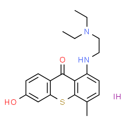 ChemSpider 2D Image | 1-{[2-(Diethylamino)ethyl]amino}-6-hydroxy-4-methyl-9H-thioxanthen-9-one hydroiodide (1:1) | C20H25IN2O2S
