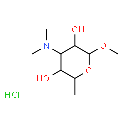 ChemSpider 2D Image | Methyl 3,6-dideoxy-3-(dimethylamino)hexopyranoside hydrochloride (1:1) | C9H20ClNO4