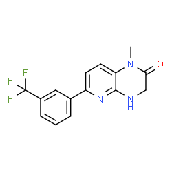 ChemSpider 2D Image | 1-Methyl-6-(3-(trifluoromethyl)phenyl)-3,4-dihydropyrido[2,3-b]pyrazin-2(1H)-one | C15H12F3N3O