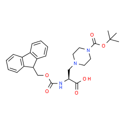 ChemSpider 2D Image | N-[(9H-Fluoren-9-ylmethoxy)carbonyl]-3-(4-{[(2-methyl-2-propanyl)oxy]carbonyl}-1-piperazinyl)-L-alanine | C27H33N3O6