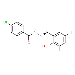 ChemSpider 2D Image | 4-Chloro-N'-(2-hydroxy-3,5-diiodobenzylidene)benzohydrazide | C14H9ClI2N2O2