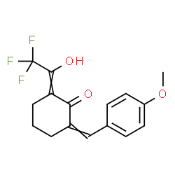 ChemSpider 2D Image | 2-(4-Methoxybenzylidene)-6-(2,2,2-trifluoro-1-hydroxyethylidene)cyclohexanone | C16H15F3O3